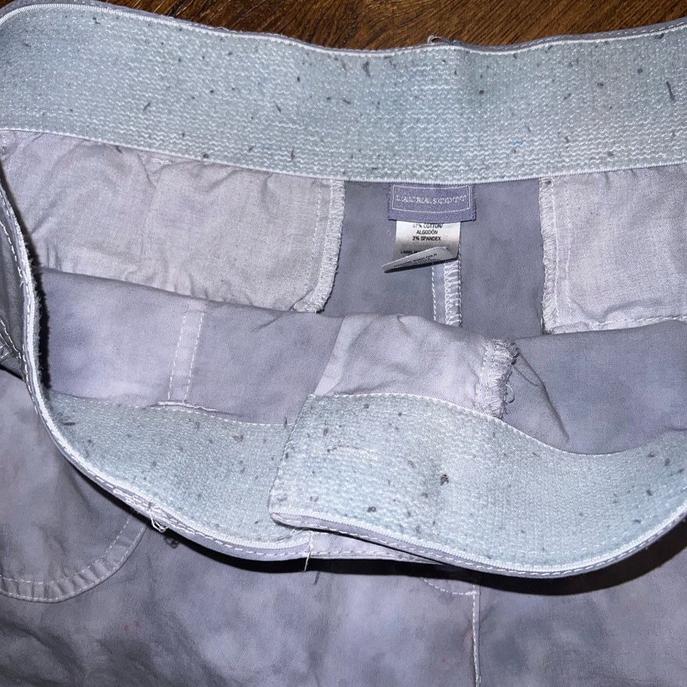 LAST CALL Laura Scott Gray Marbled Retro Lightweight Cargo Capri Pants Size 14 - Picture 10 of 12